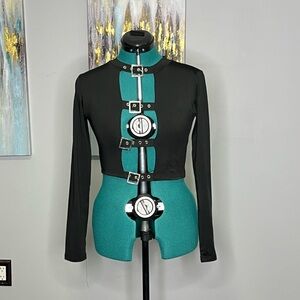 Black Strap Crop Top Shirt